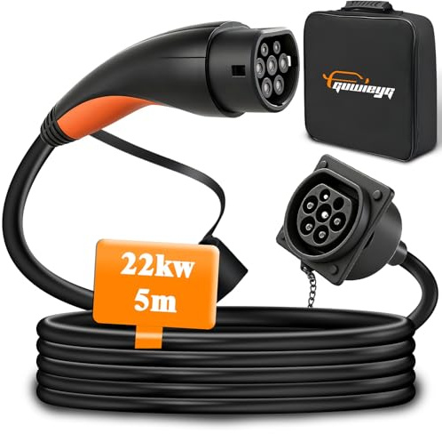 GUWIEYG Typ 2 Verlängerungsladekabel - 22 kW/7 m, Verlängerungsladekabel für Elektrofahrzeuge, kompatibel mit Allen IEC62196 EV- und HPEV-Typen