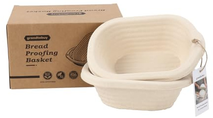 2x 8inch Oval Pulp Bread Proofing Basket Sourdough Banneton Bortform Proving Basket with Linen Liner Cloth Cover Bread Baking Supply For Professional and Homemade Artisan Bread
