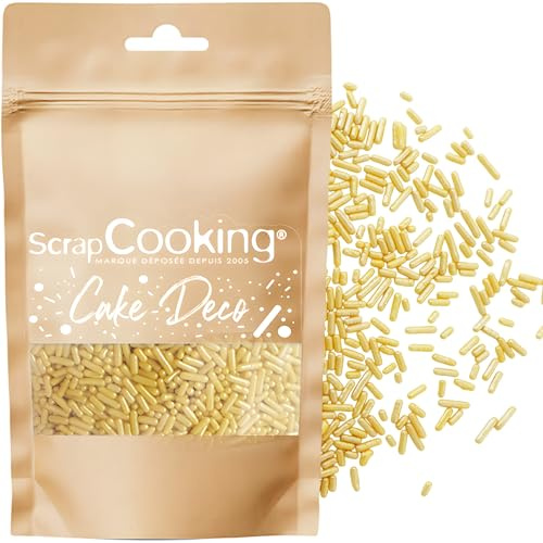 ScrapCooking - Vermicelles Dorés 60 g - Décorations Alimentaires Comestibles - Sprinkles Choco pour Déco Gâteaux, Pâtisseries, Bûches - Noël, Anniversaire - 7478