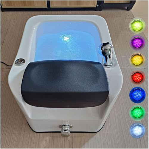 JXUANMM Pedicure Foot Spa,Acrylic Massage Footbath,Portable Bathtub Pedicure Bowl,Foot spa with Heat and Massage and Colorful Lamp Jets,with Automatic Drain Pump,Large Size Soak Tub Bath I