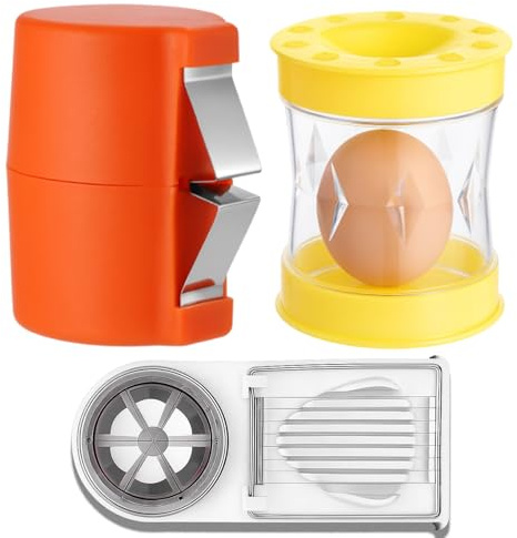 3 Pcs Egg Peeler Set for Hard Boiled Eggs, Boiled Egg Peeler, Egg Topper Cutter Tool 2-in-1 Egg Shell Remover and Cutter, Convenient Kitchen Tool for Breakfast and Party Food Preparation
