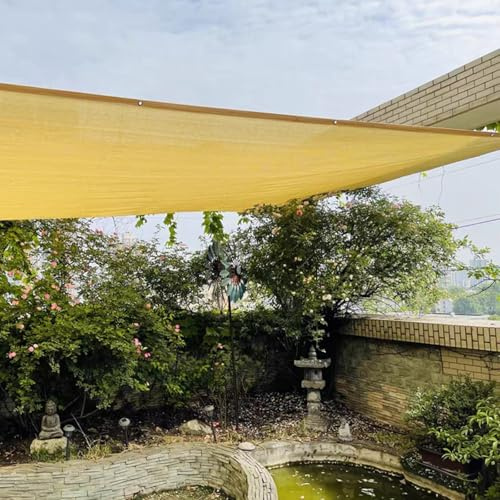 Parasol para exteriores con ojales, 90 % de protección UV, 8 x 11 m, toldo grande color beige para patios, jardines, pérgolas y plantas, perfecto para uso en exteriores