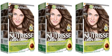 Garnier Pack de 3, Nutrisse Ultra Crème Sin Siliconas Coloración Permanente | Pack de 3, Nutrisse Ultra Crème Sin Siliconas Coloración Permanente. Para fijación y peinado del cabello con resultado.