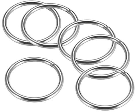 sourcing map 6 Stücke Geschweißter O Ring Umreifungsringe Edelstahl 60 x 5mm