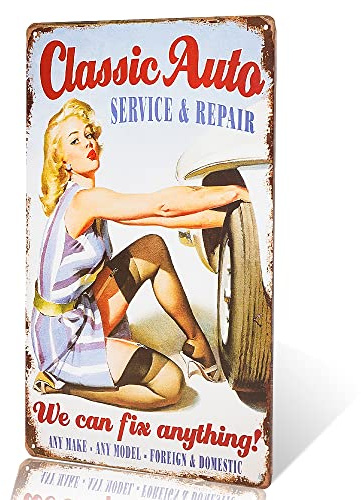 dingleiever-Metal Tin Signs Classic Auto Garage Full Service Repair we can fix Anything Garage Wall Decor