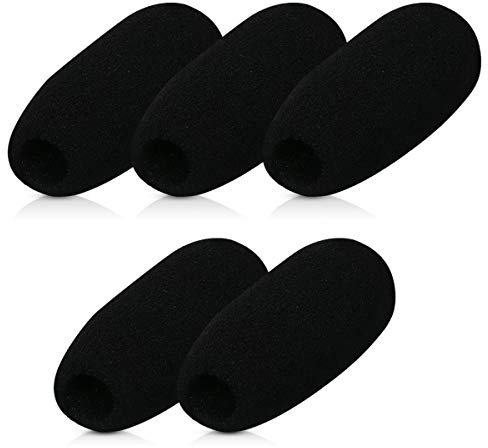 kwmobile Mikrofon Windschutz kompatibel mit div. Mikrofonen - 5 x Schaumstoffbezug mit den Maßen 4,8x2,4x1,2 cm in Schwarz