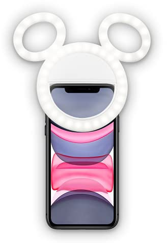 Disney Mickey Mouse Clip On Selfie Ring Light for Phone- Rechargeable LED Ring Light for iPhone and Other Devices- Small - 3 Light Settings Disney Selfie Light