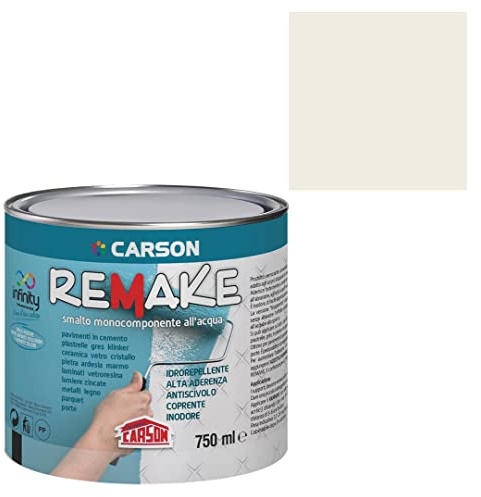 CARSON Colorificio Remake Smalto Monocomponente All'Acqua Per Pavimenti E Rivestimenti Piastrelle Gres Additivo Incluso 750 Ml (Ral 9010 Bianco puro)