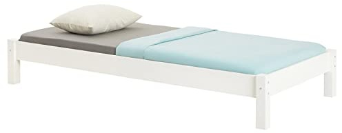 IDIMEX Lit futon Taifun lit Simple pour Adulte et Enfant 90 x 190 cm, en pin Massif lasuré Blanc