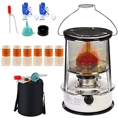 FXNFXLA Portable Kerosene Heater Stove Kerosene Stove Heater, Camping Kerosene Heater Radiant Heater, No Electricity Inside, for Indoor Outdoor, Patio, Deck(Color:White 6L)