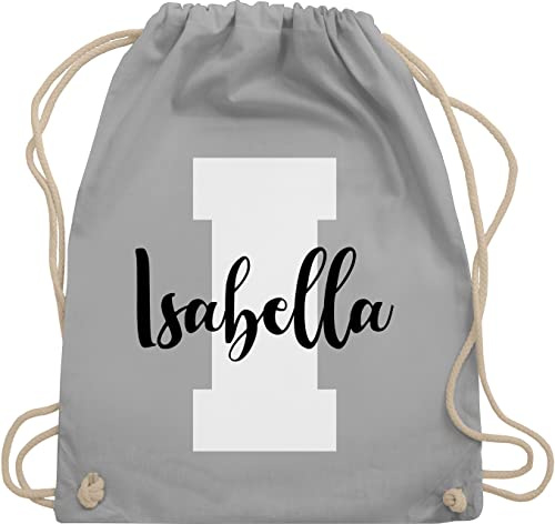 Turnbeutel Rucksack - Anfangsbuchstabe mit Name - Personalisiert Initialen Buchstabe mit Namen bedrucken Custom Gif Persönliche Geschenkidee Geschenk - Unisize - Hellgrau - schulkind beutel