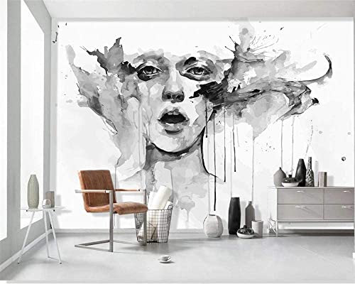 Papier Peint 3D Pour La Chambre À Coucher Des Filles Femme Glamour Abstrait Noir Et Blanc Papier Peint Mural 3D Peel And Stick Autocollant Mural Autocollant Chambre D'Enfant Garçon Chambre Décorer Mu