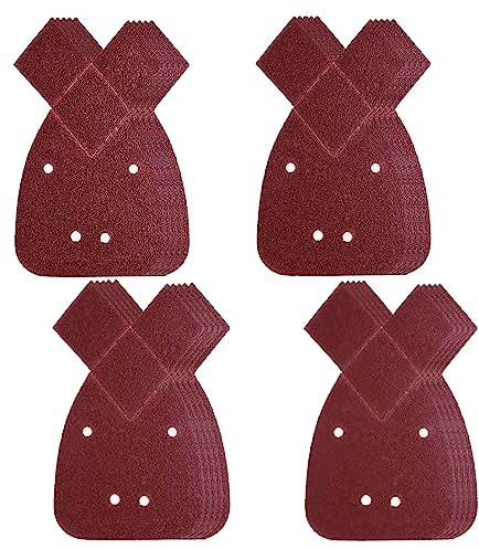 40 Piezas Hojas de Lija Mouse Papel de Lija Triangular, Lijas para Lijadora | Grano 40/60/80/120, 2 Cabezales Intercambiables, para Black and Decker Detail Palm Sander, 4 Agujeros