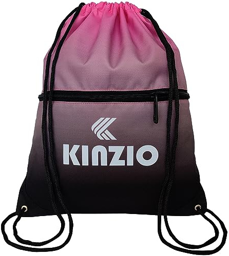 KINZIO Turnbeutel Wasserdicht Sportbeutel (Größe 42 x 34 cm), Kordelzug Tasche Gymsack Hipster Reiserucksack Beutel mit Kordelzug Rucksack Mehrfarbig für Männer, Frauen und Kinder (Schwarz/Lila)
