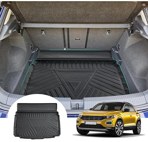 GAFAT Kompatibel mit VW T-ROC 2017-2024 2025 Kofferraummatte, T-R0C Kofferraumwanne Antirutschmatten Original 3D Scanner TPE, T-R0C Zubehör [unterer Ladeboden]