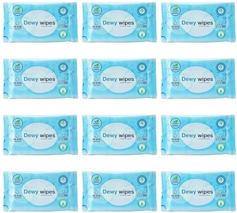 Wet Baby Wipes (720 Count, 12×60) 99.93% Purified Water | Ultra Sensitive & Unscented Wet Wipes for Baby | Safe for Newborn Babies Onwards | Plant-Based & Biodegradable Baby Wipes Multipack