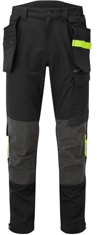 Portwest EV440 Men's Slim Fit Work Trousers Stretch Fabric Knee Pad Pockets | Grey, 32 Waist