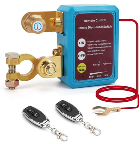 12V Drahtloser Ferngesteuerter Auto Batterie Trennschalter, 12V 240A Remote Batterietrennschalter mit Fernbedienung Kill Switch, Funkschalter 12V Automatisch für Auto Traktor Motorrad RV ATV Boot