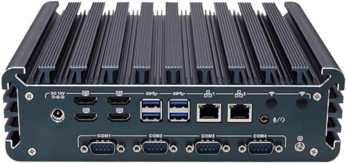 Partaker Fanless Industrial Computer, Mini PC, IPC, Core I7 1255U, I15, 4 x HDMI, 2 x LAN, TPM2.0, 4 x COM COM1/2 for RS232/RS485, 32G RAM, 512G SSD