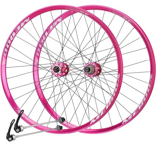 NBTRXWAFR Mountainbike-Laufradsatz, 26/27,5 Aluminiumlegierung Vorne 2 Hinten 5 Peilin-Nabe, Scheibenbremse-Schnellspanner-Fahrradrad, Für 7/8/9/10/11 Geschwindigkeit,Rosa,26inch