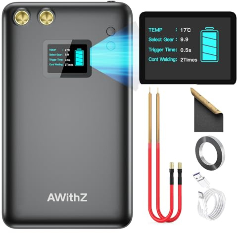 AWithZ Battery Spot Welder, 1.5 LCD Screen Recyclable 11000mAh Spot Welder, 99 Gears Adjustable Battery Welder, Mini Spot Welder for 18650 Battery (11000mAh)
