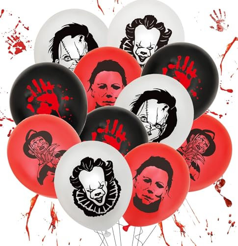 20 Stück Horror Film Charakter Luftballons für Halloween und Geburtstag Party Deko - Thema Zubehör und Geschenk