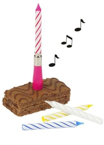 NEU Musikkerze Happy Birthday, 12 cm, mit 3 Ersatzkerzen