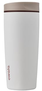 Owala SmoothSip Slider Insulated Stainless Steel Coffee Tumbler, Reusable Iced Coffee Cup, Hot Coffee Travel Mug, BPA Free 20 oz, Vanilla Bean