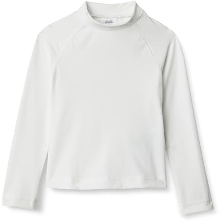 Amazon Essentials T-Shirt Rashguard a Maniche Lunghe, UPF 50 Bambini e Ragazzi, Bianco, 5 Anni