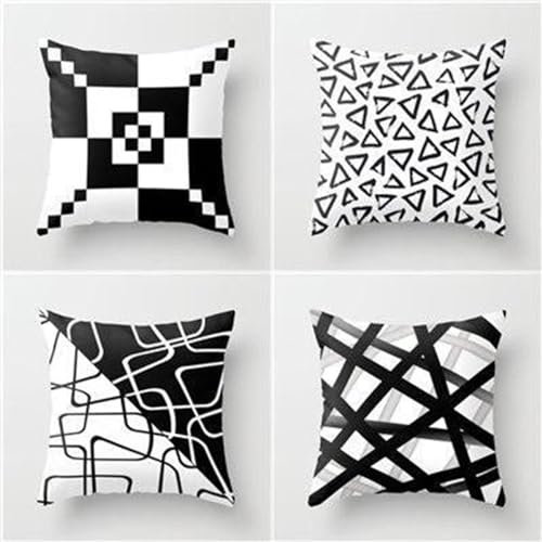 Set di 4 federe quadrate in lino, 75 x 75 cm, con cerniera visibile, stampa su entrambi i lati, per interni ed esterni, decorazione per la casa