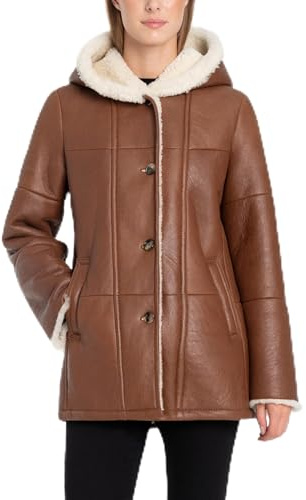 Valcuer 1887 Damen Lammfelljacke VIVI aus echtem Leder, Lammfell, Fell, warme Winterjacke mit Kapuze - bequem, warm und hochwertig