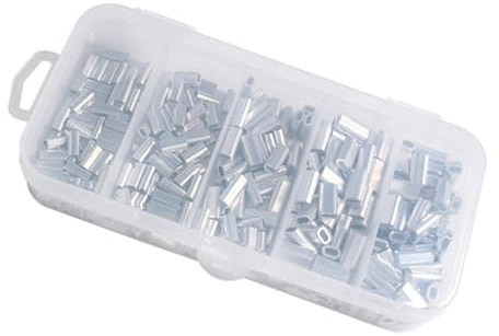 Manicotti a crimpare in alluminio da pesca, Kit di connettori per manicotti a crimpare in alluminio da 200 pezzi manicotti a crimpare a doppia canna in 5 misure per lenza da pesca