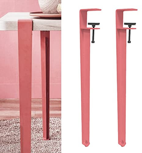 Verstellbare 71 cm Clip-on-Möbelbeine für Arbeitstisch, Couchtisch, Bartisch, kein Stanzen, 2 Stück, rosa Beine