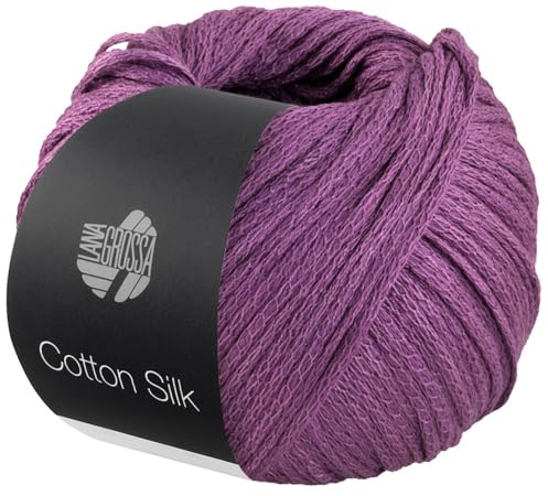 LANA GROSSA Cotton Silk | Edles Effektgarn aus Maulbeerseide gefüllt mit Baumwolle | Handstrickgarn aus 70% Baumwolle & 30% Seide | 50g Wolle zum Stricken & Häkeln | 140m Garn FB 2