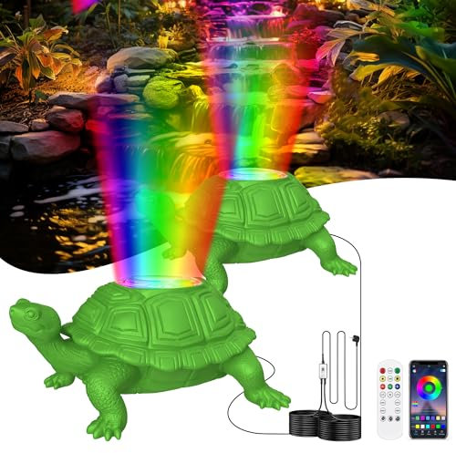 OSREE Faretto LED Laghetto con 12V Trasformatore, 6W Luci per Laghetto con Controllo APP, IP68 Impermeabile Luce Subacquea per Illuminazione laghetto Giardino Acquari Fontana Set 2