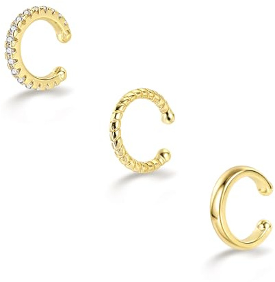 ALEXCRAFT Ear Cuff Ohrclips Set Helix Manschette Conch Creolen für Damen | Edelstahl Ohrclips Set Ear Cuff Ohrclips Ohne Ohrloch Fake Pircing Ohrringe Zircon Chunky Breit Klein Creolen Ohrklemme Set