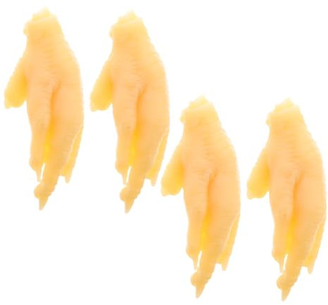 Kisangel 4pcs Realistic Chicken Foot Food Props Simulation Chicken Toy Wings for Boys and Girls Hotel Decor