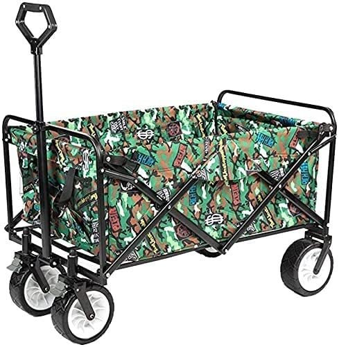 HUIBBGO Klappbarer Gartenwagen für den Außenbereich, Faltbarer Ziehwagen, robuster Campingwagen mit Bremse, bis zu 100 kg belastbar