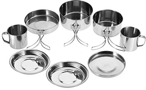 Juego de Utensilios de Cocina para Acampar, 8 Piezas livianas apilables para Acampar y sartenes Juego de Placas para Acampar para Acampar al Aire Libre Picnic