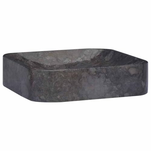 Qnhdfrt Marmor Waschbecken Schwarz 40x40x10 cm Modernes Handwaschbecken für Badezimmer Gäste WC und Camping Robustes Aufsatzwaschbecken aus Naturstein