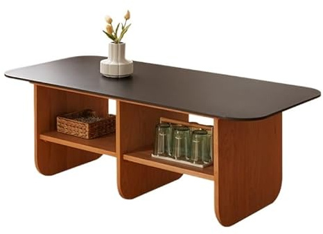 Tavolo da tè, tavolino da caffè, in legno di ciliegio in stile cinese, tavolino da caffè semplice in tavola di roccia, adatto per salotto e ufficio, tavolino moderno (B)