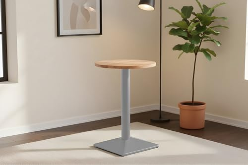 SAM Bistrotisch Emilio, Ø 60 cm Rund, Akazie Natur, silbernes Gestell