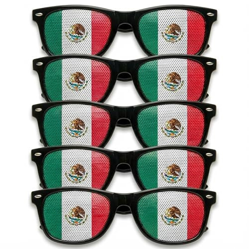 TLSEC Flag Sunglasses 5-Pack for Adults – Lightweight Accessory Shades for Sports Events, Parties & Celebrations – Country Flag Themed Costume Eyewear