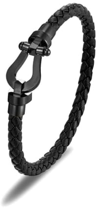 IRTA LONDON Men's Black Braided Leather Bracelet Collection | Magnetic Clasp | Multi-Layer | Premium Jewellery Box Included for Husband Son Dad - Great Gift Idea
