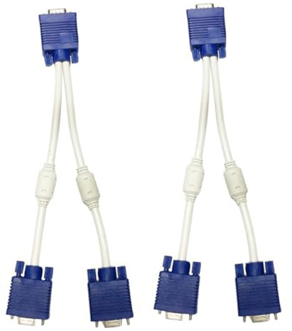 Kisangel Adaptador de Vídeo Vga Macho a Doble Salida Hembra 03 M Cable Divisor para Monitor Dual Revestimiento ABS Flexible Transmisión Estable para PC y Portátiles Compatibles