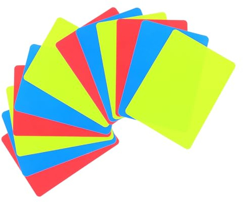FUNOMOCYA Set 12 Cartellini Arbitrali Calcio Professionali in PVC Resistente Rosso Giallo e Blu – Carte Arbitro per Penalità e Ammonizioni Kit Ufficiale per Arbitri Sportivi e