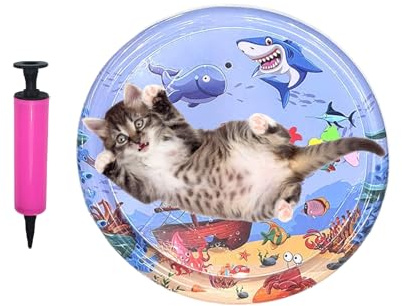 Tapis rafraîchissant pour chats, lit rond interactif, coussin d'eau pour chat, tapis de jeu pour animaux de compagnie, tapis de camping au sol, accessoire de natation en plein air, tapis de voyage