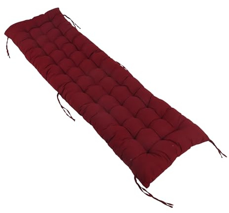 Relaxdays Bankauflage, 180x50 cm, gepolstert, gesteppt, mit Bändern, Outdoor, Bankkissen für Gartenbank, Paletten, rot