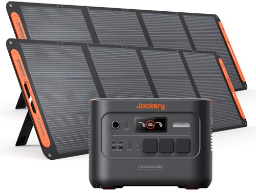 Jackery Explorer 3000 v2 Powerstation mit 2×200W Solarpanel | 3072Wh Solargenerator mit 3600W AC (7200W Spitze), 2x100W USB-C PD und 1,8 Std. Schnellladung für Off-Grid, Garten & Notstrom