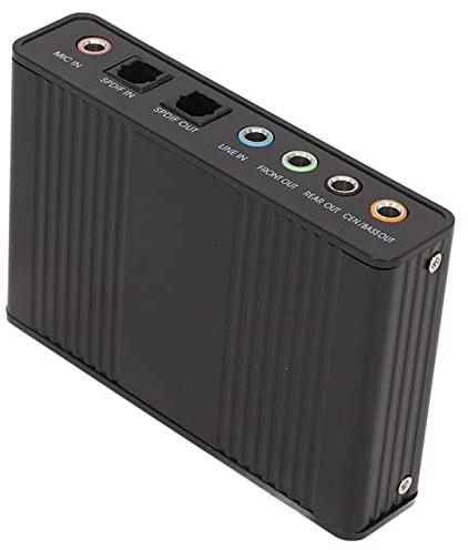 Generic Carte Son Externe 5.1 Canaux, Taux D'échantillonnage de 48 KHz, Adaptateur USB Stéréo vers 5.1 Canaux, Mise à Niveau pour PC XP Vista 7 (Black)